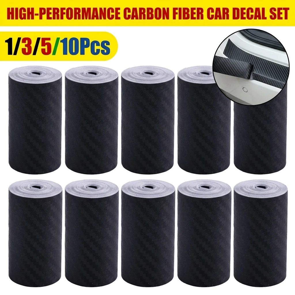 3D Nano Carbon Fiber Car Tape Black Car Door Edge Guards Side Mirror Anti-Scratch Collision Strip Waterproof Protector Film Tape