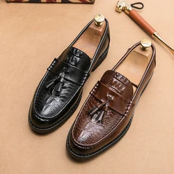 Bruiloft lederen schoenen voor heren instappers loafers kwastjes lederen herenkleding schoenen zakelijke mannelijke Britse stijl formele schoenen goed