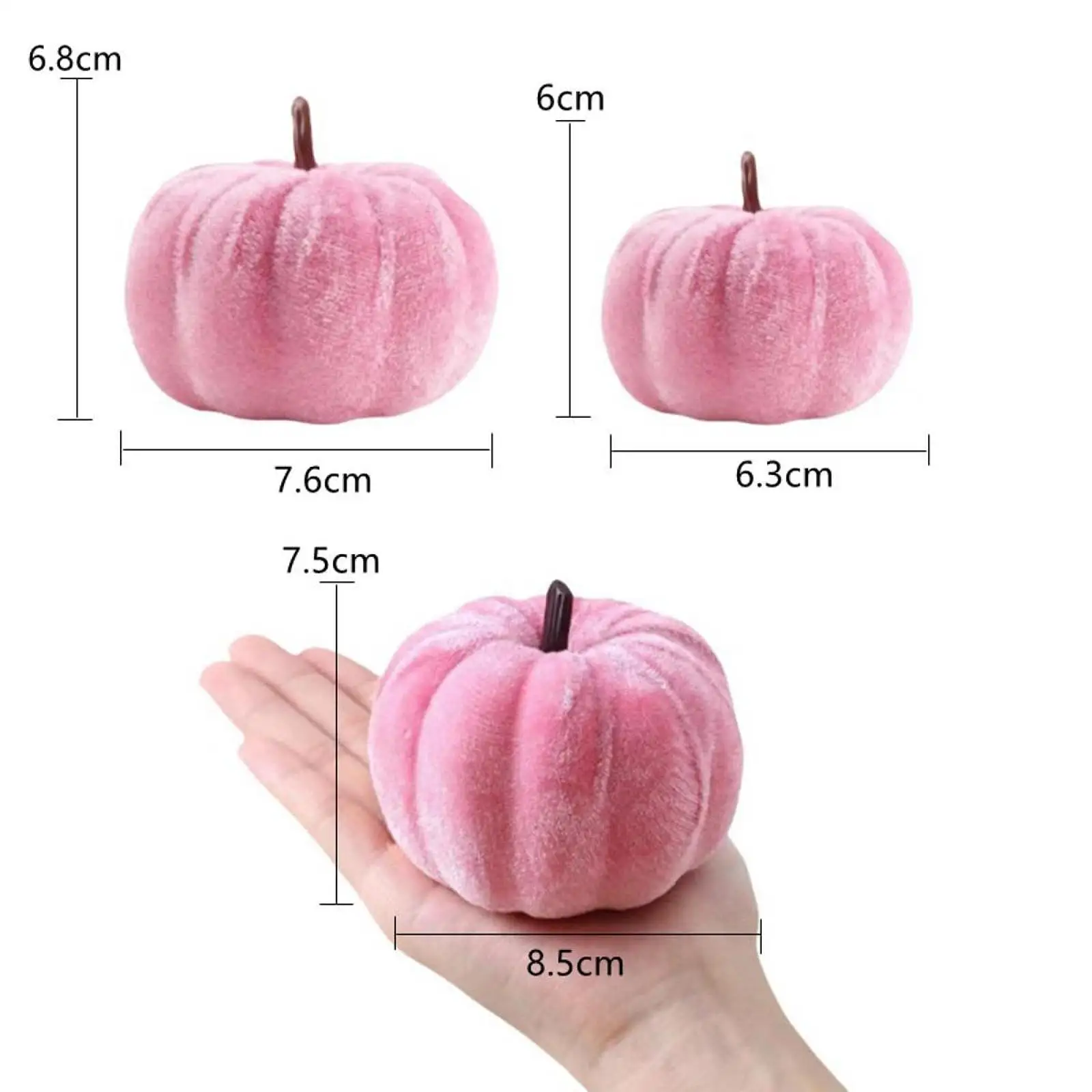 5x القرع المخملي للهالوين ديكور الخريف الوردي للخريف اليقطين الاصطناعي، زينة الهالوين لحصاد الزفاف، المزرعة #6