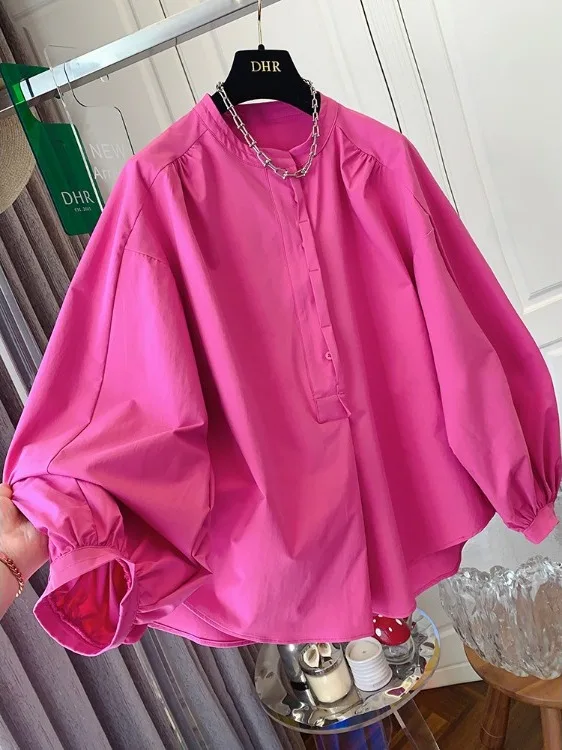 

Spring 2026 Women's Loose Lantern Sleeve Shirt French Style Cotton Long Sleeve Casual Top Quality Garment End of Line Item