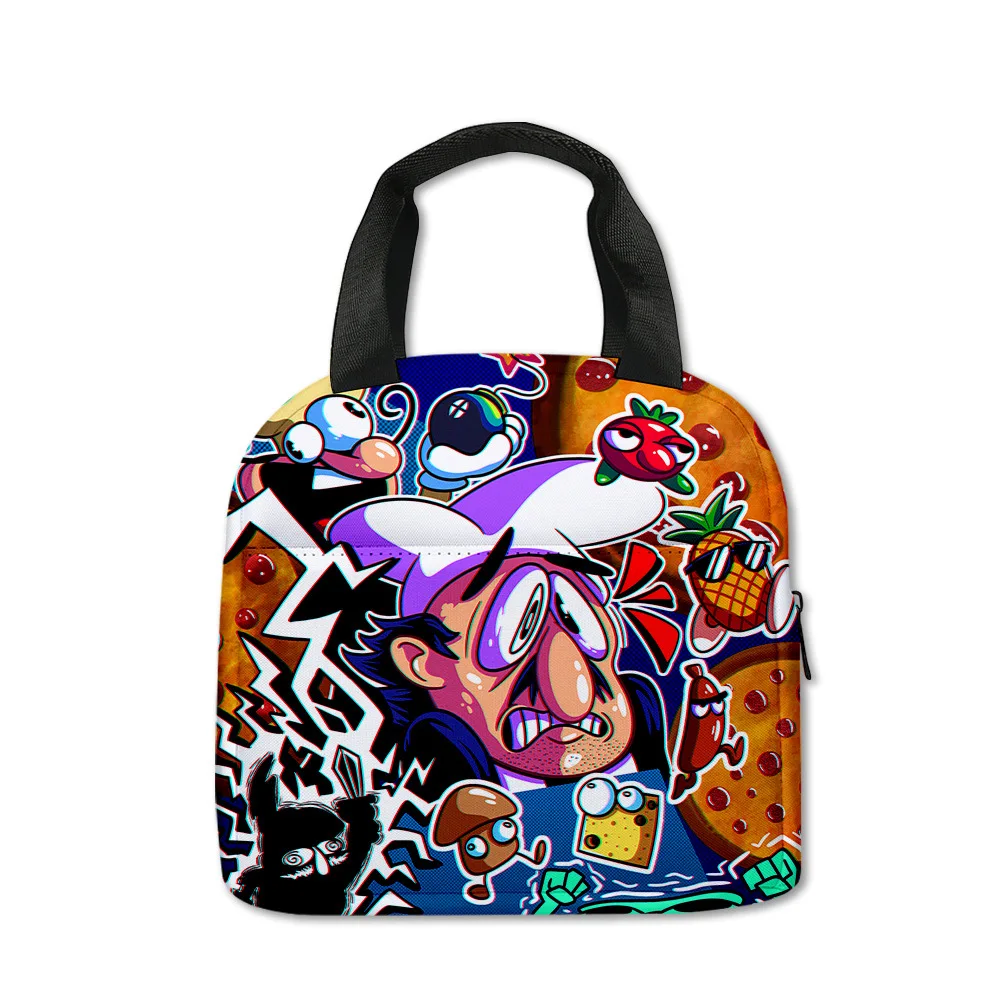 Classic Game Pizza Tower Student Work Lunchbox Thermal insulation Food Lunch Bag 3D Print Insulated Portable Handbags Ice Bags