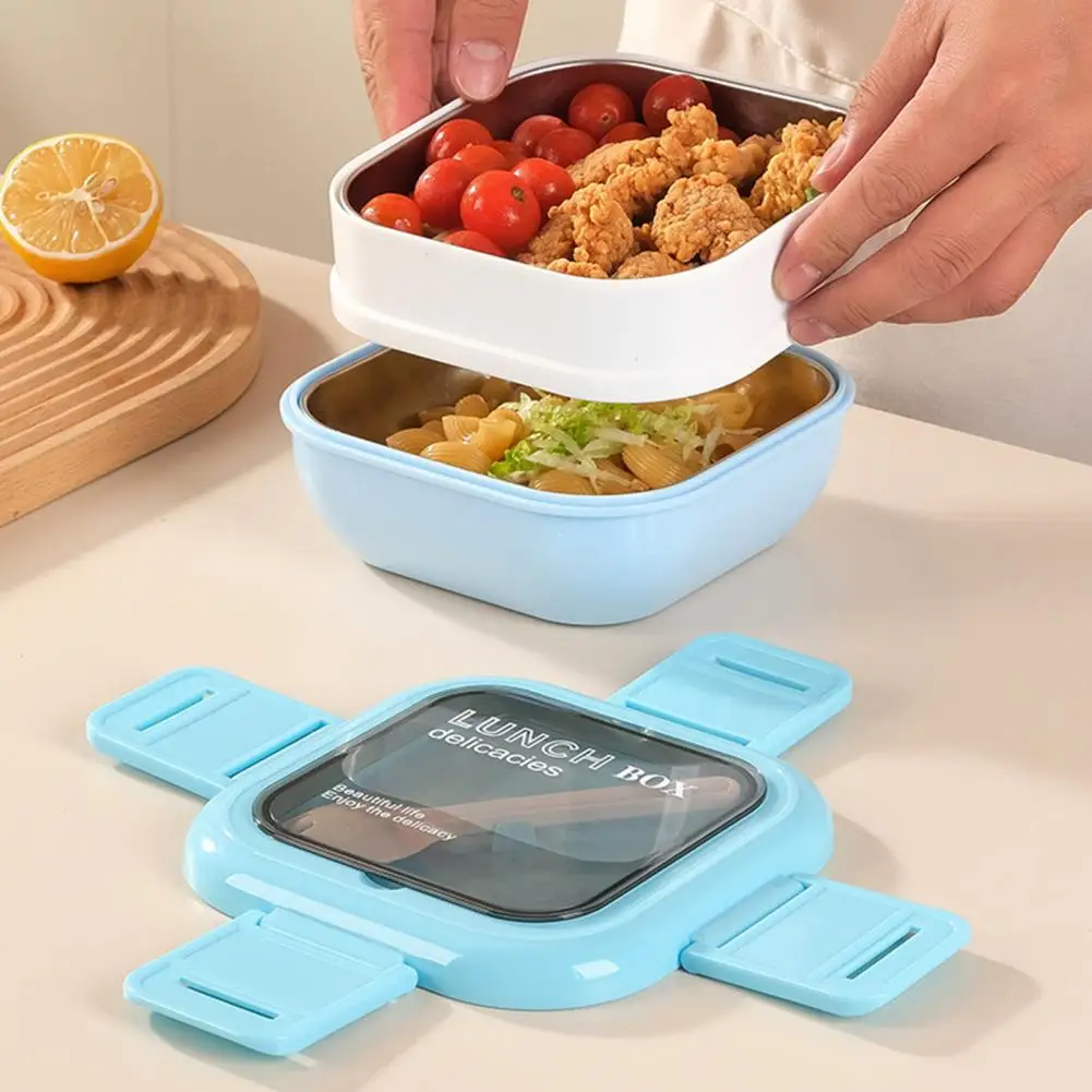 

Stainless Steel Lunch Box Adult Bento Box Lunch Container with Two Stackable Leak-proof Stainless Steel Compartments Microwave