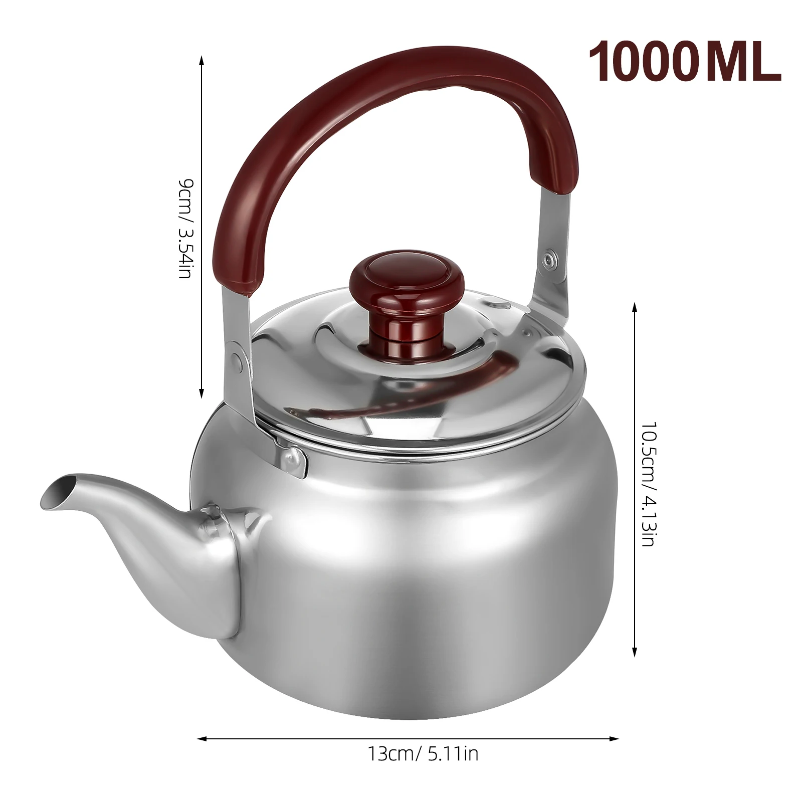 

1000Ml Stainless Steel Pot Household Water Heating Kettle Anti-Hot Handle Kettle Portable Thickened Heat