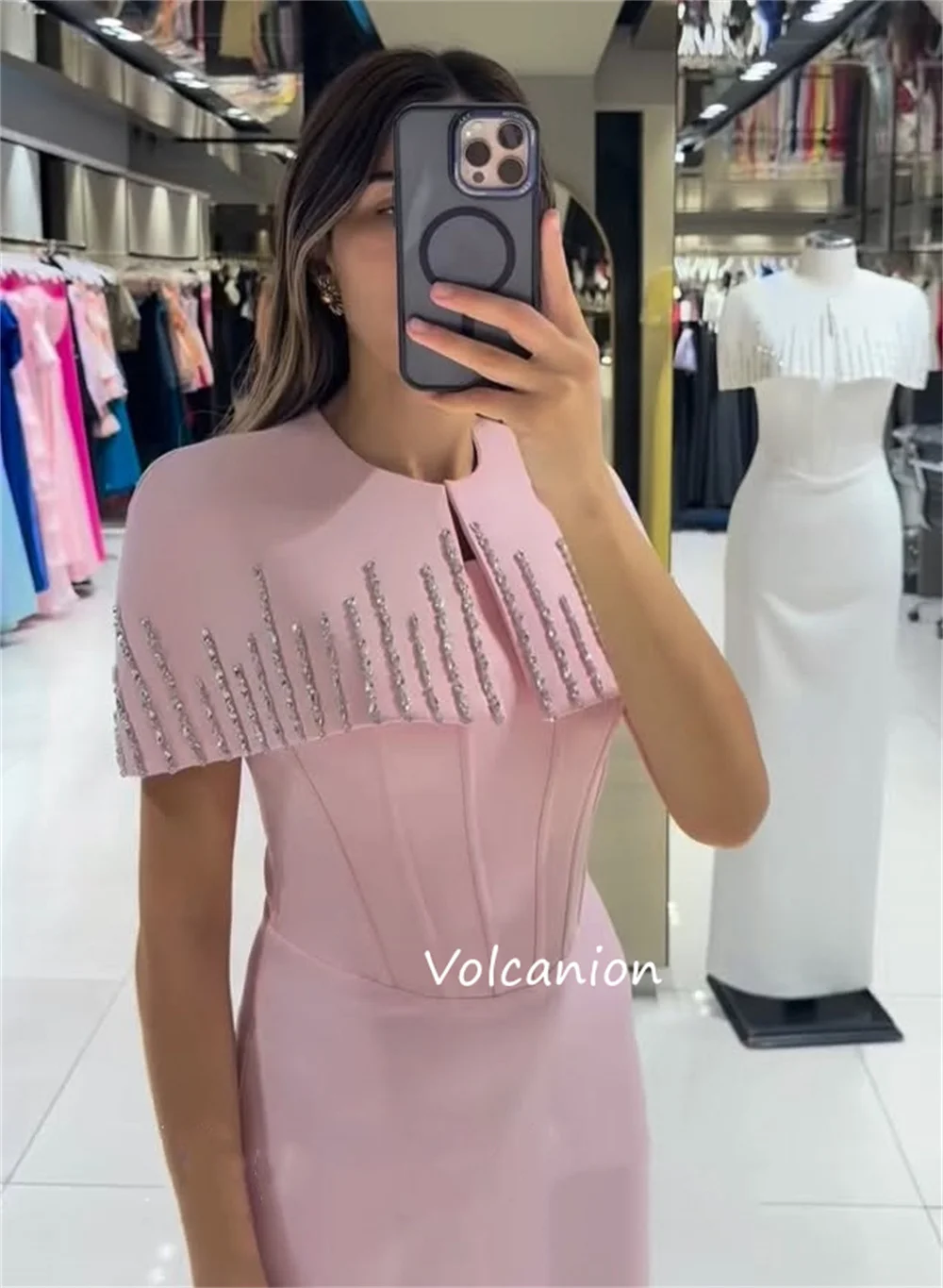 Customized High QualityJersey Pleat Sequined Straight Jewel Long Bespoke Occasion Prom Dresses Fashion Matching