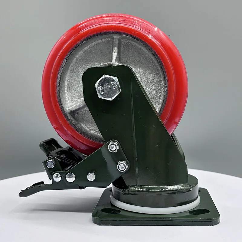 4 5 6 8 Inch Heavy Duty Polyurethane Caster Wheels Industrial Swivel Rigid Brake Casters Silent Wear Resistant Roller Wheels