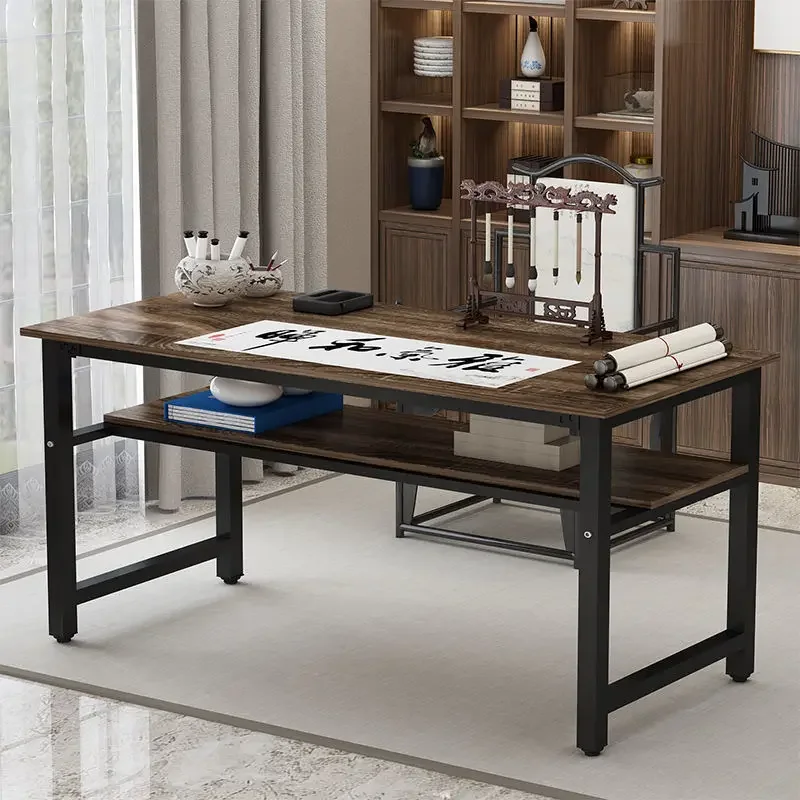 Chinese calligraphy table, desk, simple computer table, double-layer table, study table, training  calligraphy and painting