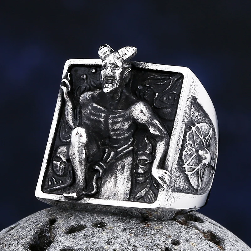 Fashion 2023 New 316L Stainless Steel Satanic Baphomet Goat Headed Pagan Religion Deity Jewelry Fallen Angel Lucifer