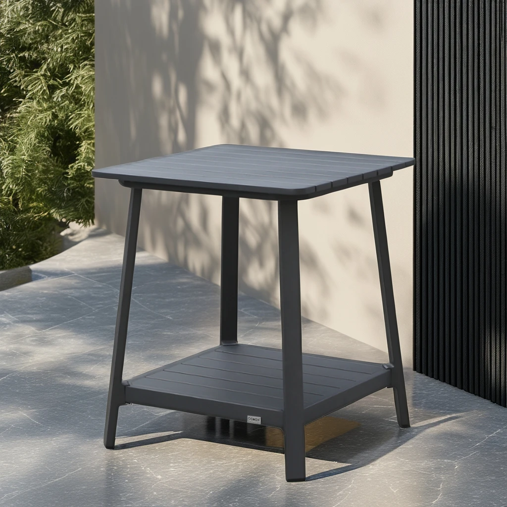 do- Midura Aluminum Frame Side Table Fit for Sofa Coffee Table with Storage for Garden Terrace Use