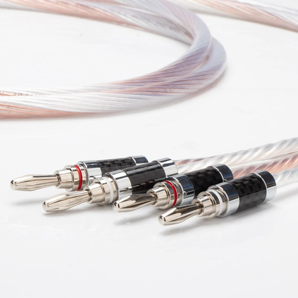 Câble de haut-parleur plaqué argent, paire HIFI RCA vers gels 7N OCC, ligne de haut-parleur, caisson de basses pour amplificateur, lecteurs CD, 1.5m, 2m, 3m, 5m