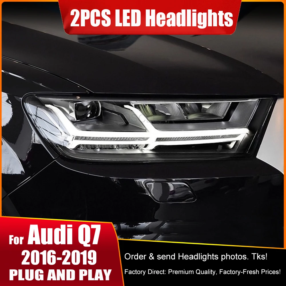 Car Styling Headlights Assembly for Audi Q7 LED Headlight 2016-2019 Head Lamp DRL Signal Projector Lens  Automotive Accessories