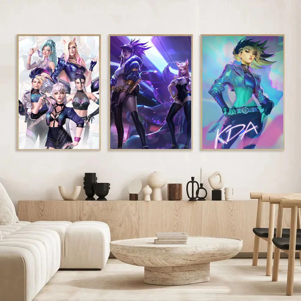 Virtual Group KDA Poster Self-adhesive Art Waterproof Paper Sticker Coffee House Bar Room Wall Decor