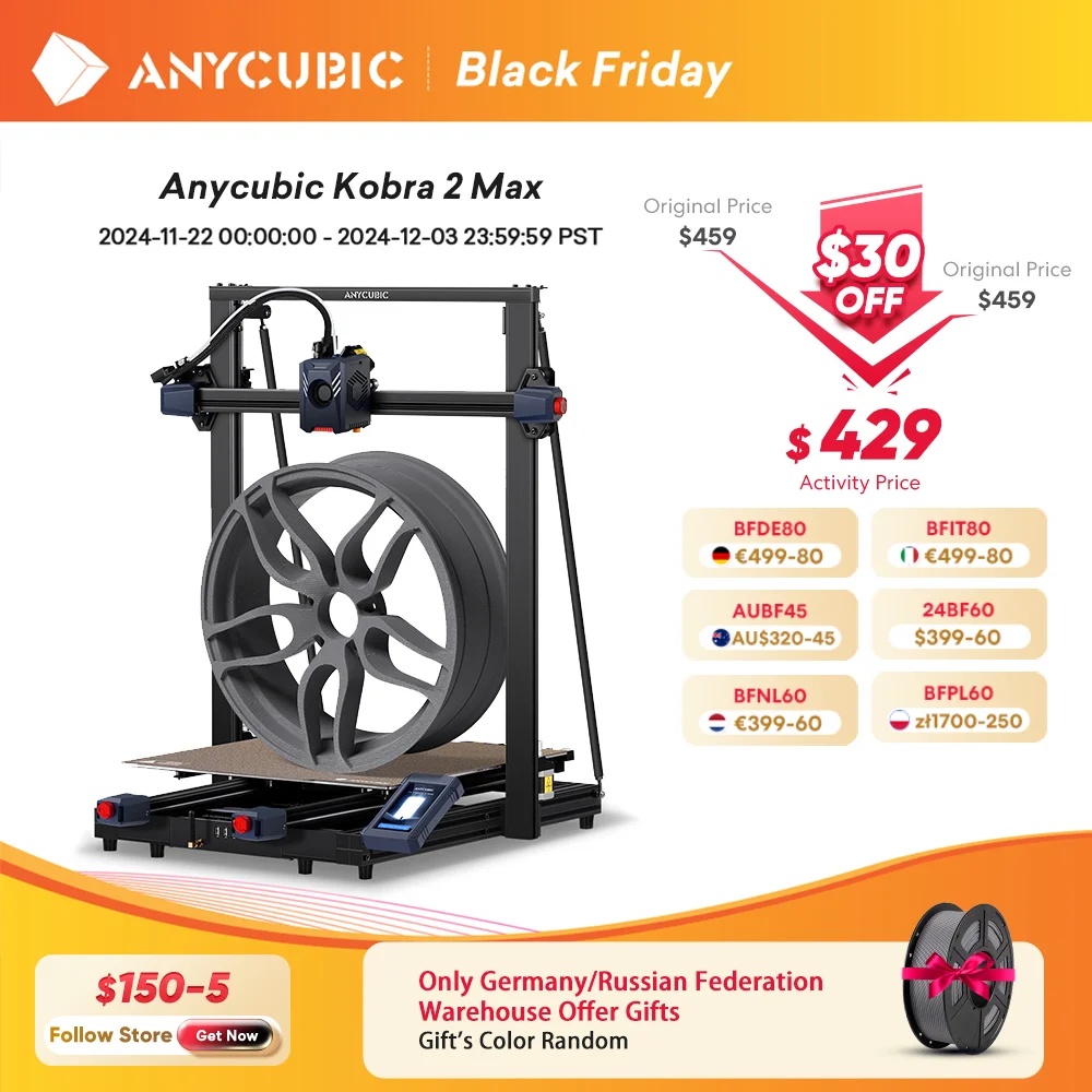 ANYCUBIC KOBRA 2 Max Large Format FDM 3D Printer Build Size 500*420*420mm With 500mm/s Maximum Print Speed Automatic Leveling