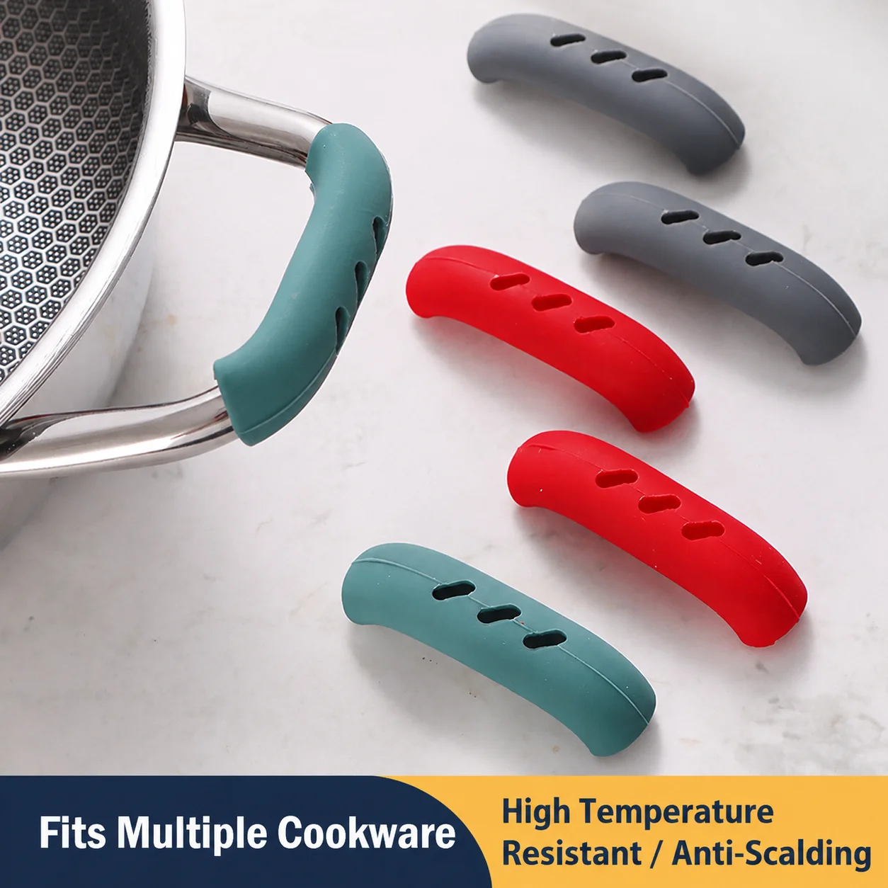 Silicone pot handle and ear covers  high-temperature resistant  wear-resistant pot lid handle covers  handle heat insulation  an