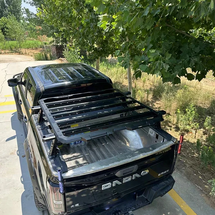 แร็คหลังคาอเนกประสงค์สำหรับรถกระบะ ทำจากอลูมิเนียมอัลลอยด์ รองรับน้ำหนักมาก สำหรับบรรทุกสัมภาระหนัก แบบกำหนดเองได้