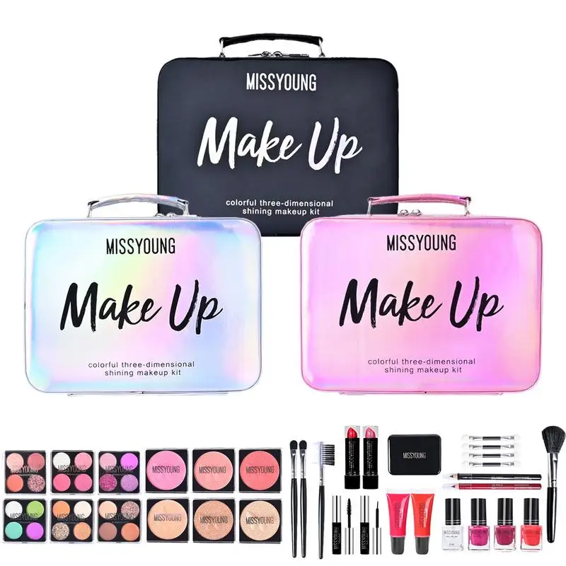 

Professional Makeup Box Full Kit Set Includes Cosmetic Eyeshadow Palette Lip Gloss Lipstick Concealer Brush for Girl Women Gift