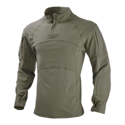 Combat Shirts 1/4 Zip Long Sleeve Tactical Shirts Breathable Outdoor Hiking Shirts Pullover Tops Hunting Clothes Wear Resistant