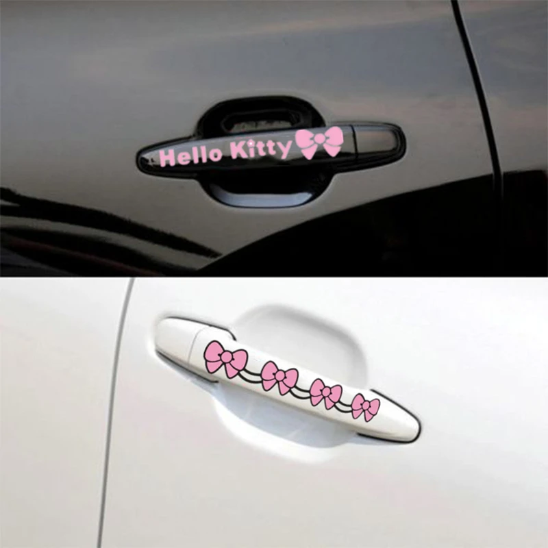 Sanrio Car Door Handle Modification Sticker Kawaii Hello Kitty Fuel Tank Cap Decoration Sticker Children\'s Toy Birthday Gift