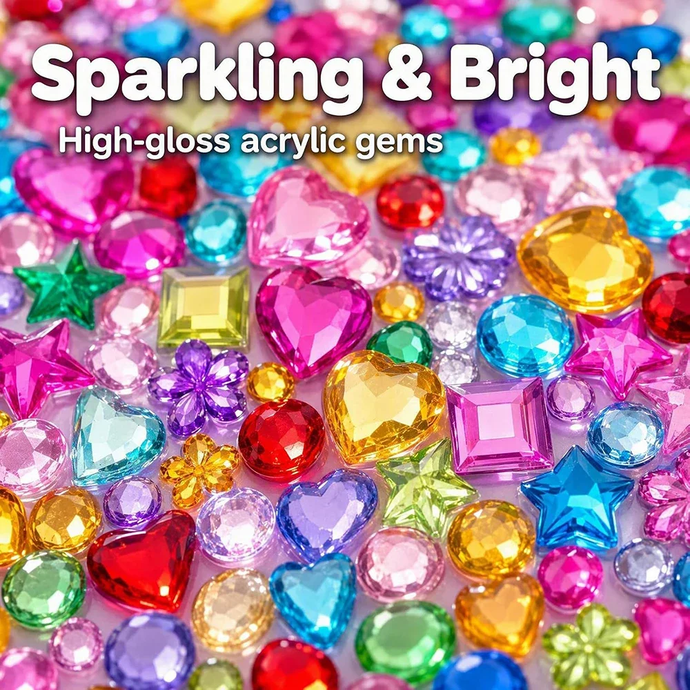 12 Sheets 3228Pcs Self Adhesive Gem Stickers Colorful Nail Acrylic Rhinestone Jewels Assorted Shapes Sizes Bling Kids DIY Crafts