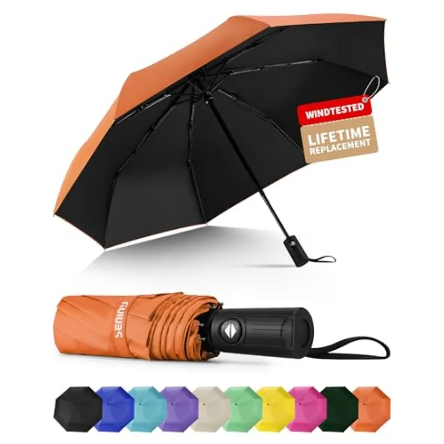 

Windproof Travel Umbrella, Automatic Umbrellas for Rain, Portable and Compact Umbrellas for Backpack, Strong UV for Protection,