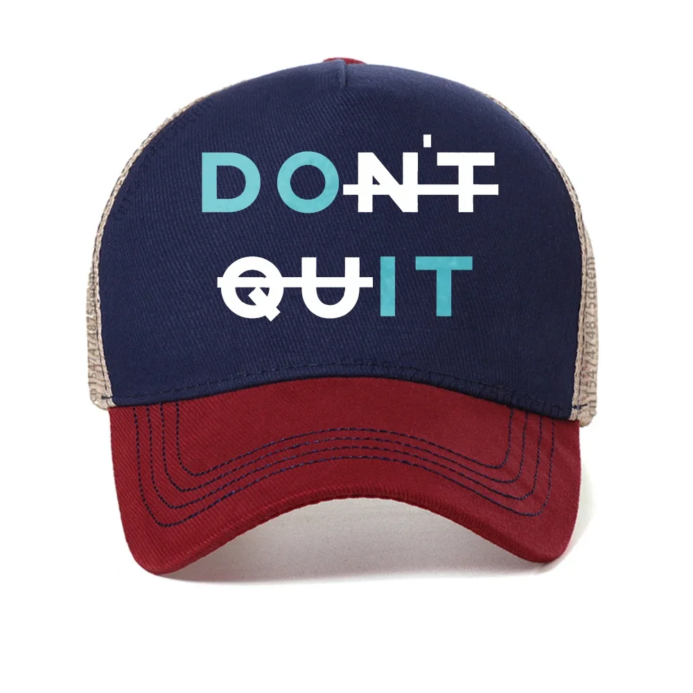 Dont Quit baseball cap For Men Women Summer Breathable sun hat mesh trucker hats