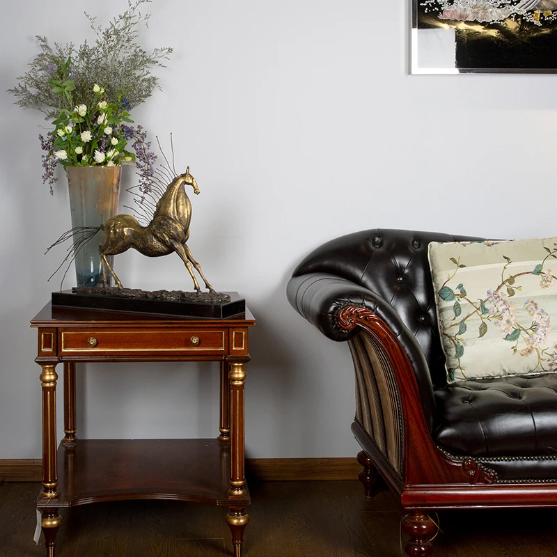 

Украшение дома, роскошное медное украшение в виде боевой лошади, свинцовое поле, декоративный современный стиль для декора рабочего стола 55x20x65 см