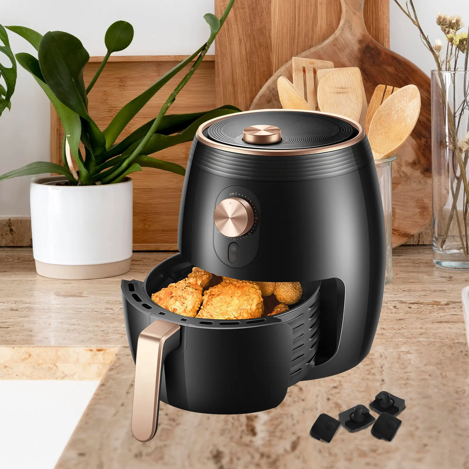 4Pcs Silicone Air Fryer Tray Feet Protectors Corner Bumpers High Temp Resistant Antiscratch Nonslip Design for Universal Air