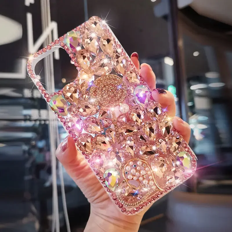 Luxury Diamond Bling Lollipop Candy Cute Phone Case for IPhone 11 12 13 14 Pro X XR XS Max Mini 7 8 Plus SE Girly Cover