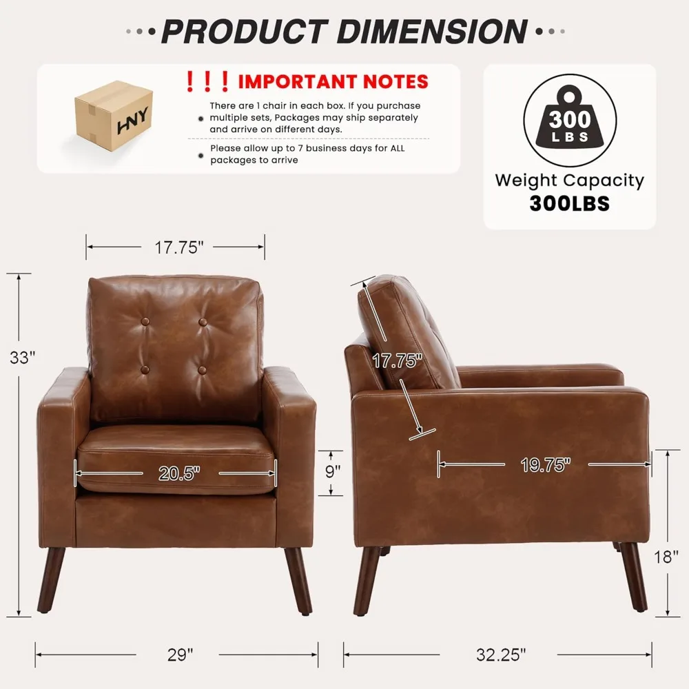 مجموعة HNY مكونة من كرسيين بذراعين حديثين لمنتصف القرن، كرسي من الجلد الصناعي معنقدة بأزرار مع ذراع، كرسي نادي منجد للعيش Ro