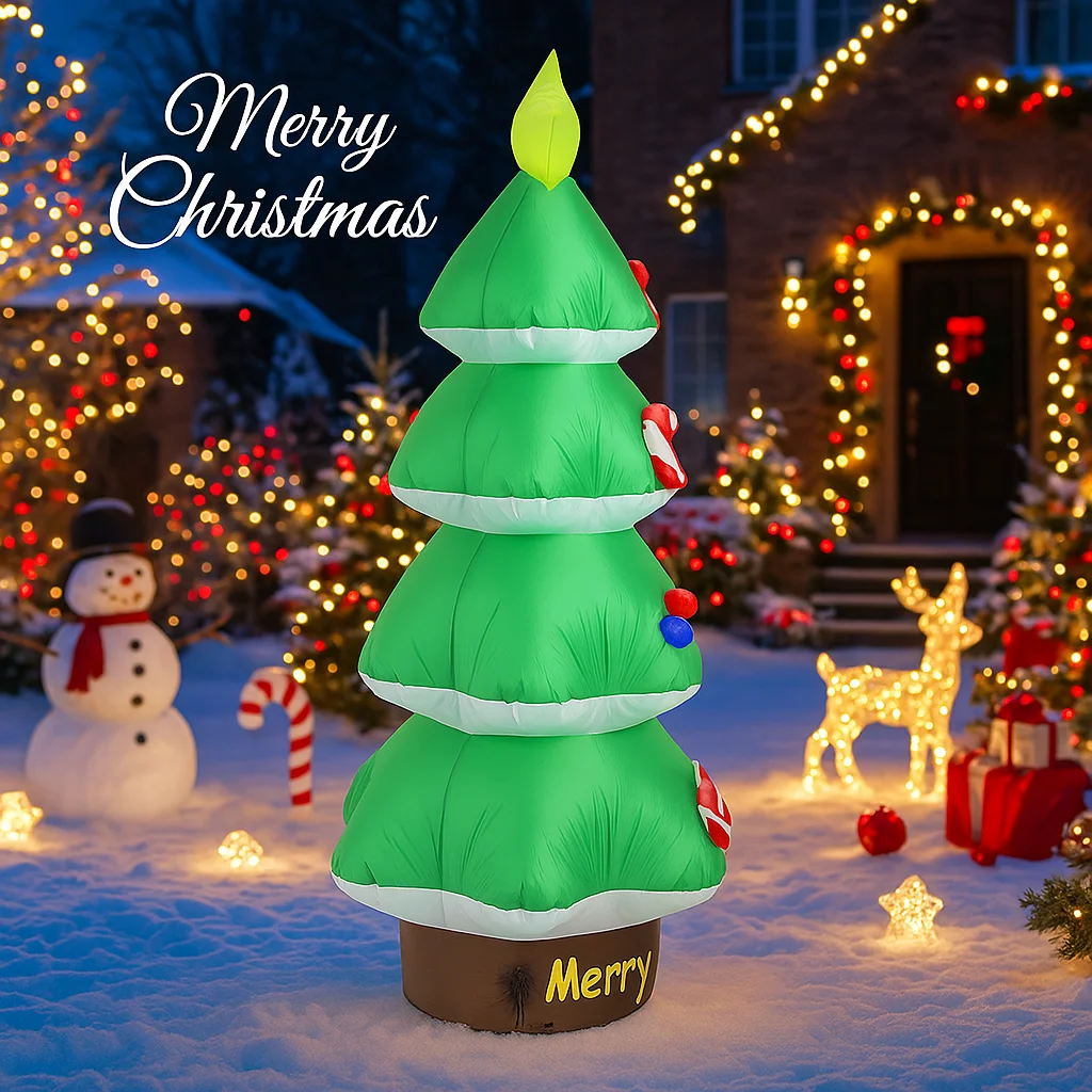 Jouets gonflables de noël de 6,89 pieds, décoration de fête sur pelouse, arbre de noël, échelle de père noël, fournitures LED pour la maison, cadeau d'ornement
