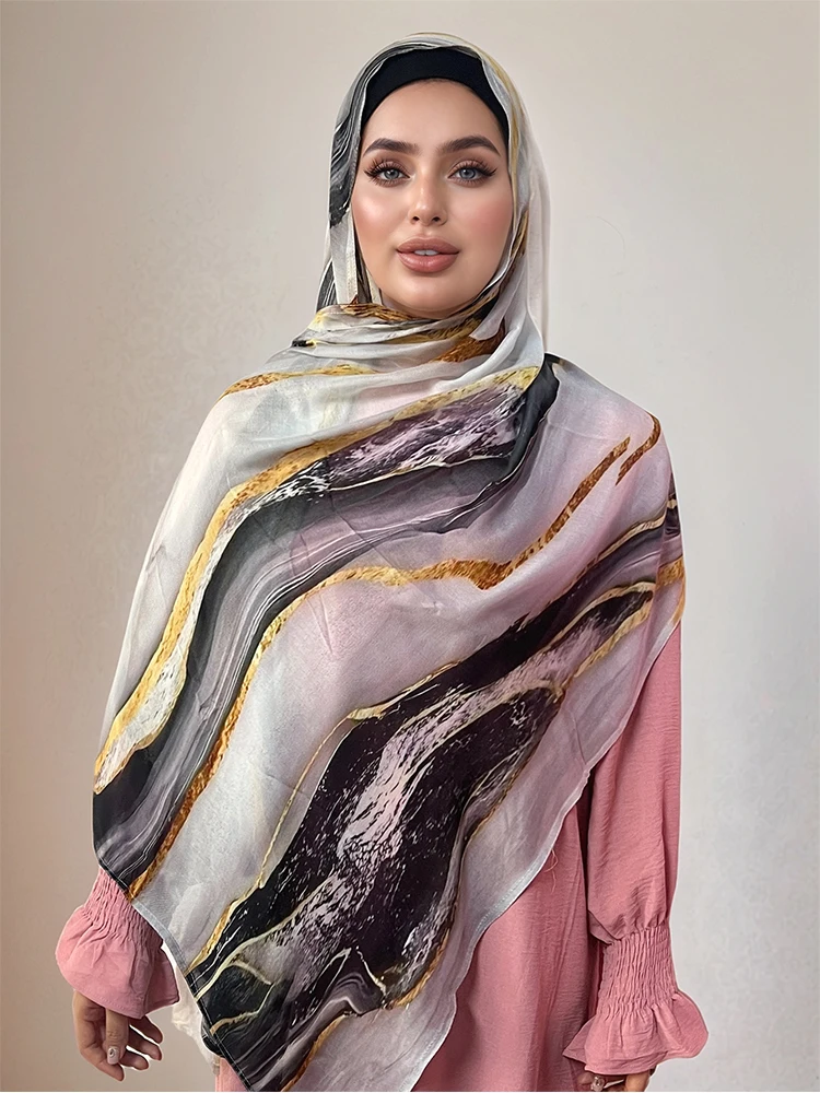 Aquarell-Blumenmuster, modal, atmungsaktiv, leicht, weiche Baumwolle, Rayon, Viskose, gewebt, Modal, muslimische Frauen, Schal, Hijab-Schal – Detail 7