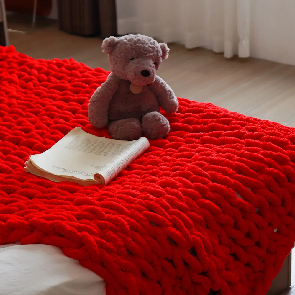 Chunky Knit Blanket – Ultra Soft & Cozy Handmade Style Throw for Sofa, Bed, Winter, Living Room