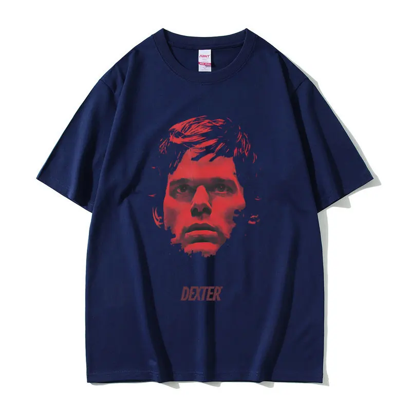 90s Vintage TV Play Dexter Morgan Face Graphic T-shirt Men Women Casual Cotton T Shirt Men's Fashion Oversized Short Sleeve Tees