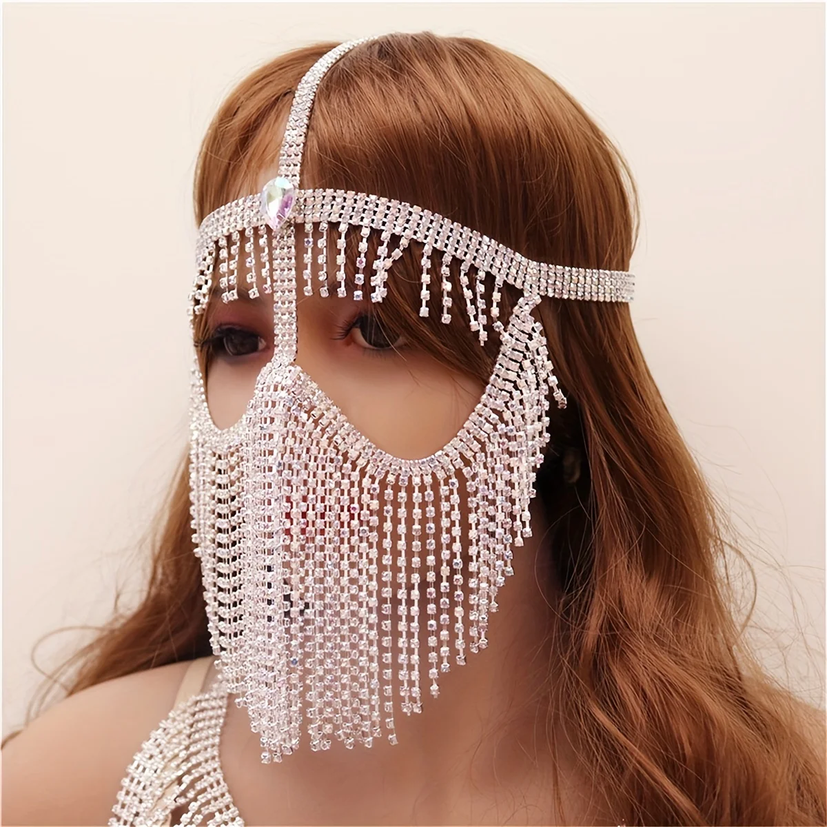 Beautiful Facial Tassel Mask Women\'s Party Facial Jewelry Metal Fashion Chain Headband Bridal Wedding Headwear Accessories