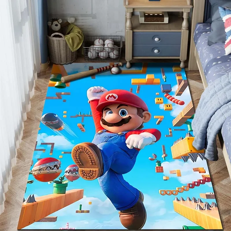 Classic Games Super Mario Cartoon Pattern Living Room Bedroom Carpet Bedside Floor Mat Kid's Room Cloakroom Play Mat Area Rug