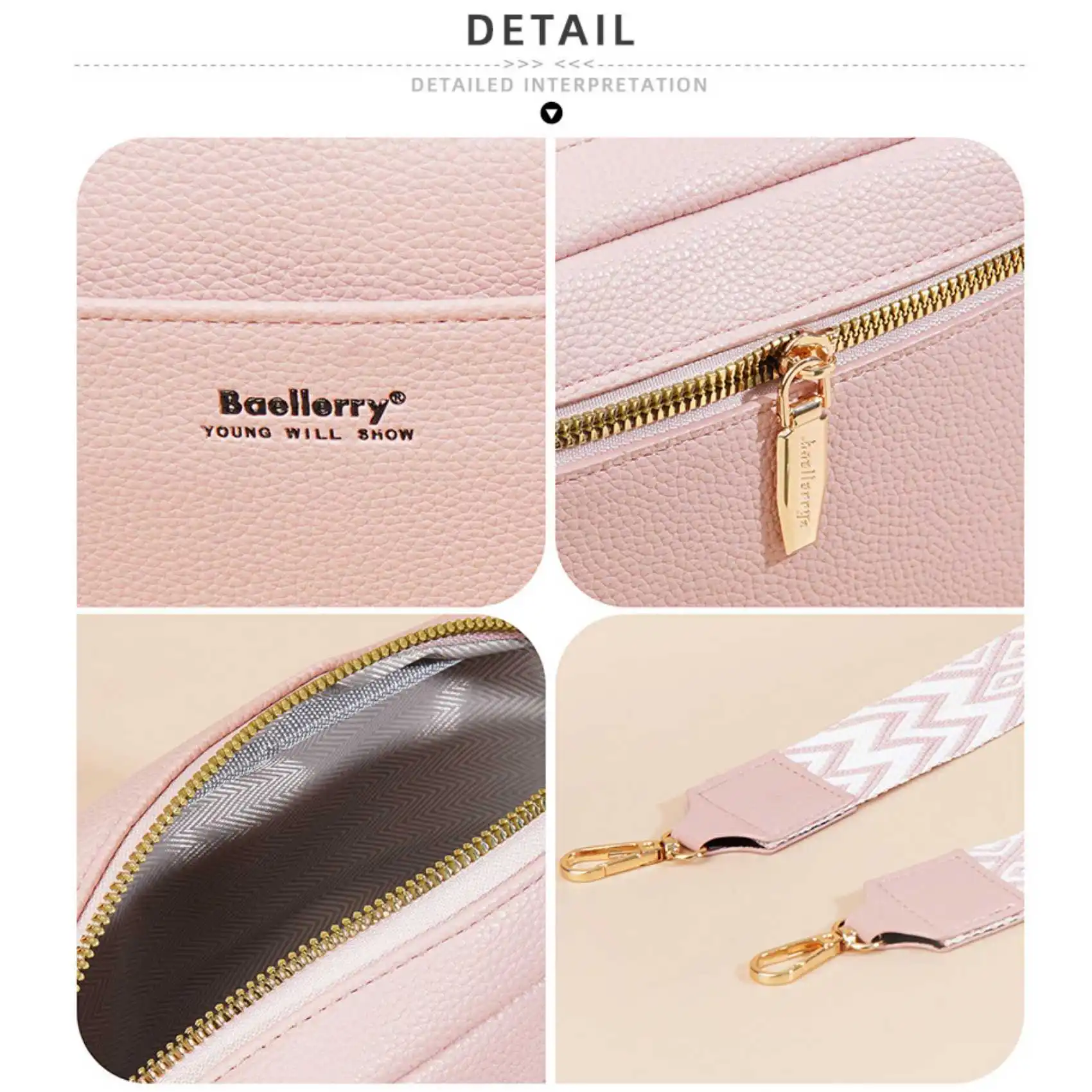 Einfarbig Große Kapazität Zipper Handy Tasche Damen Multifunktionale Schulter Umhängetasche Mode Lässig Kleine Quadratische Tasche – Detail 4