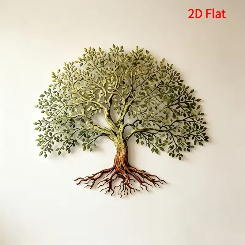 Tree of Life Wall Art Decor, Sturdy Trunk with Deep Roots & Full Green Foliage, Symbol of Growth and Hope, Positive Energy Home Wall Hanging for Living Room Bedroom Study