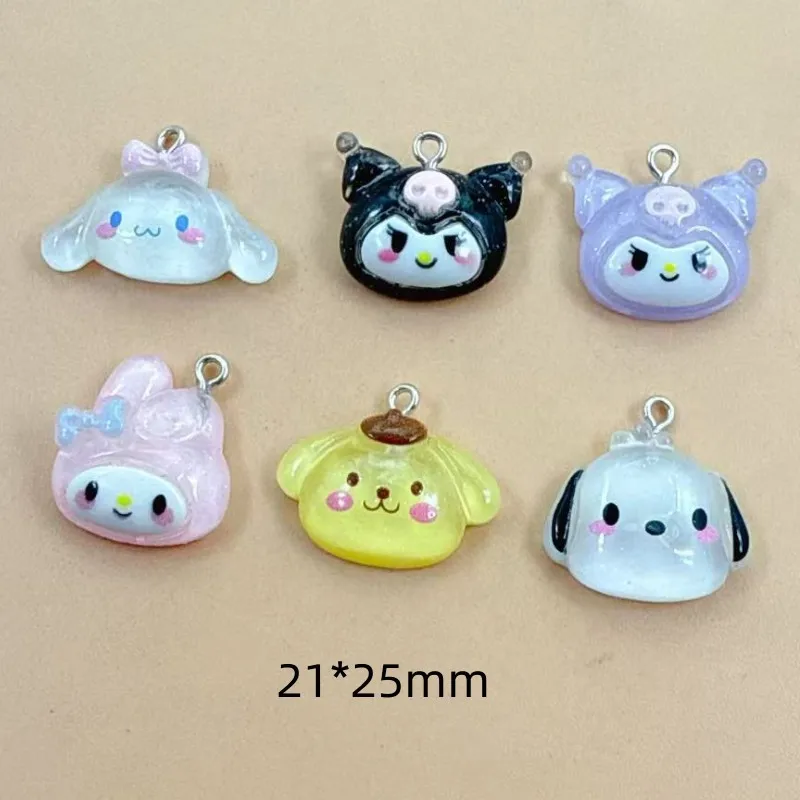 24PCS Cute Cartoon Resin Pendants With Loops Kawaii Character Charms For DIY Jewelry Bracelet Earring Making