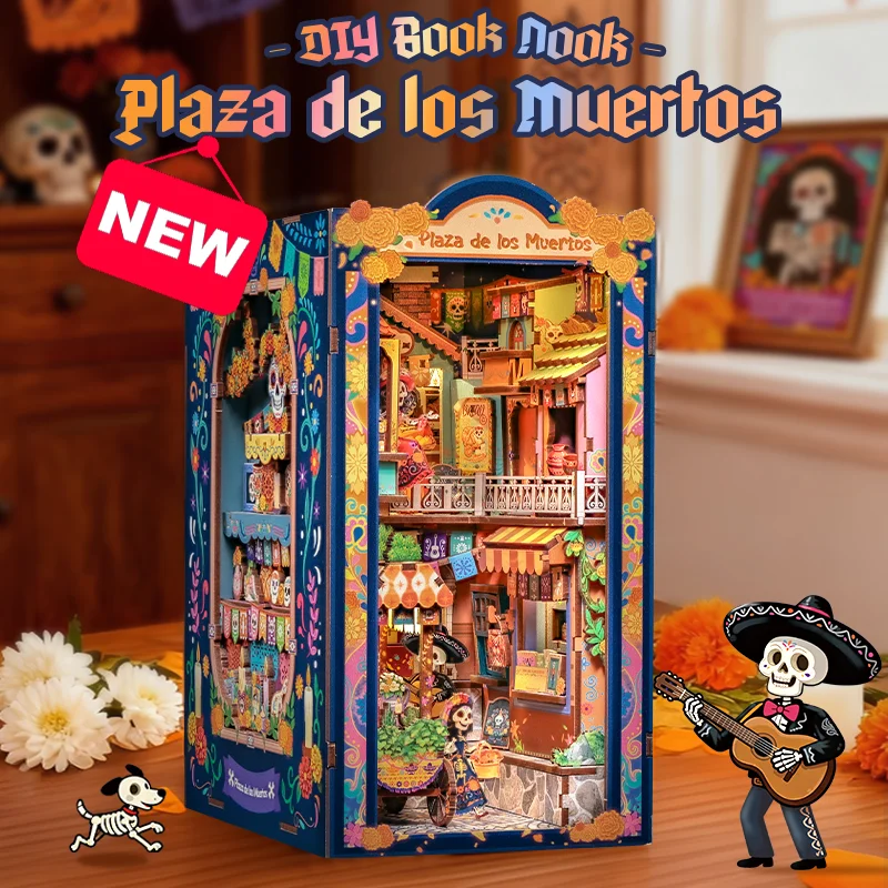 

CUTEBEE DIY Миниатюрный набор книжных уголок для дома - лазерная резка 3D деревянная головоломка для взрослых, креативная вставка для книжной полки и декор для домашнего стола