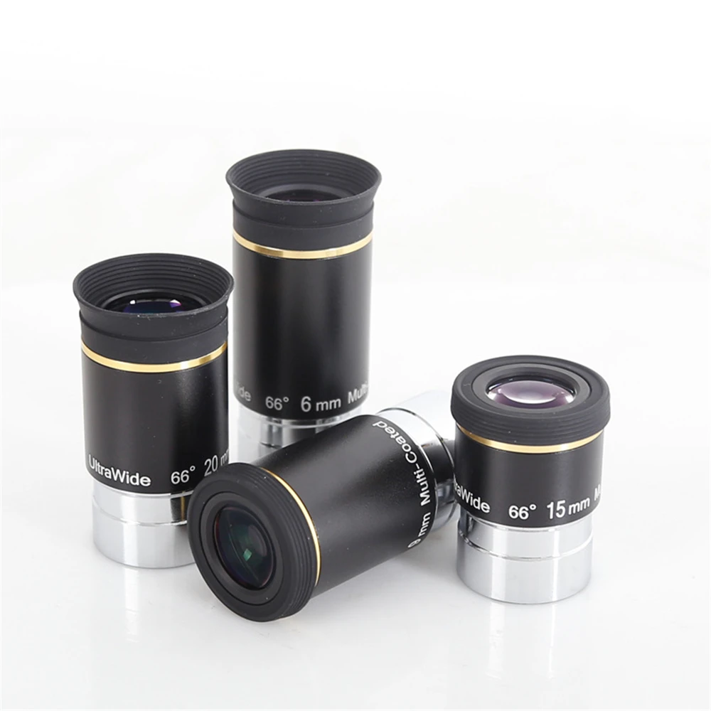 1.25 Inch UWA 66° Eyepiece Ultra Wide Fully Multi-coated FMC Eyepieces 6mm/9mm/15mm/20mm for Telescope