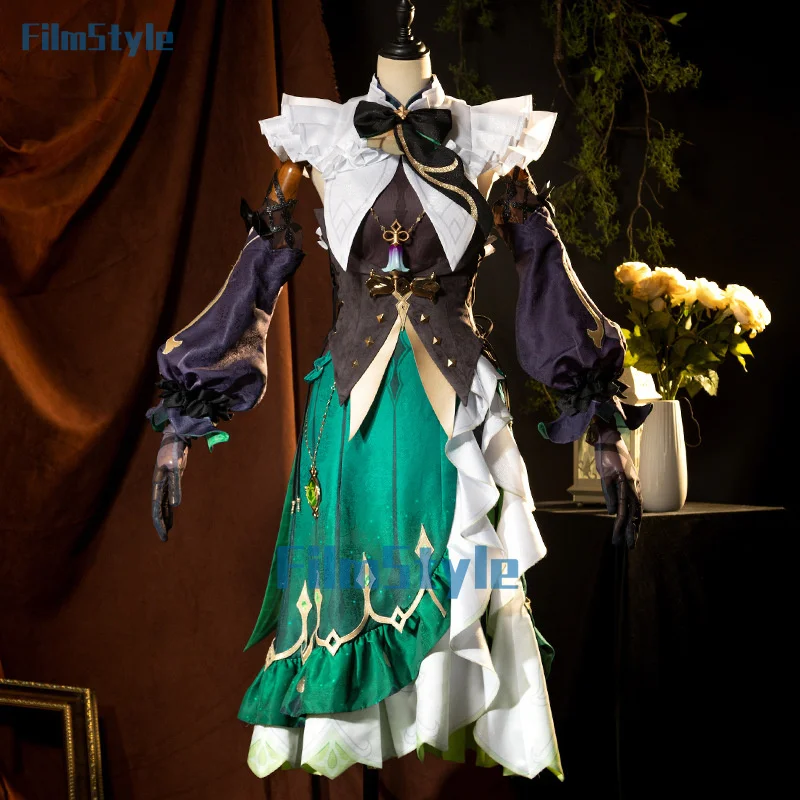 Genshin Impact Emilie Cosplay Costume Game Dress Uniform Women Girls For Fontaine Roses and Muskets Halloween Party