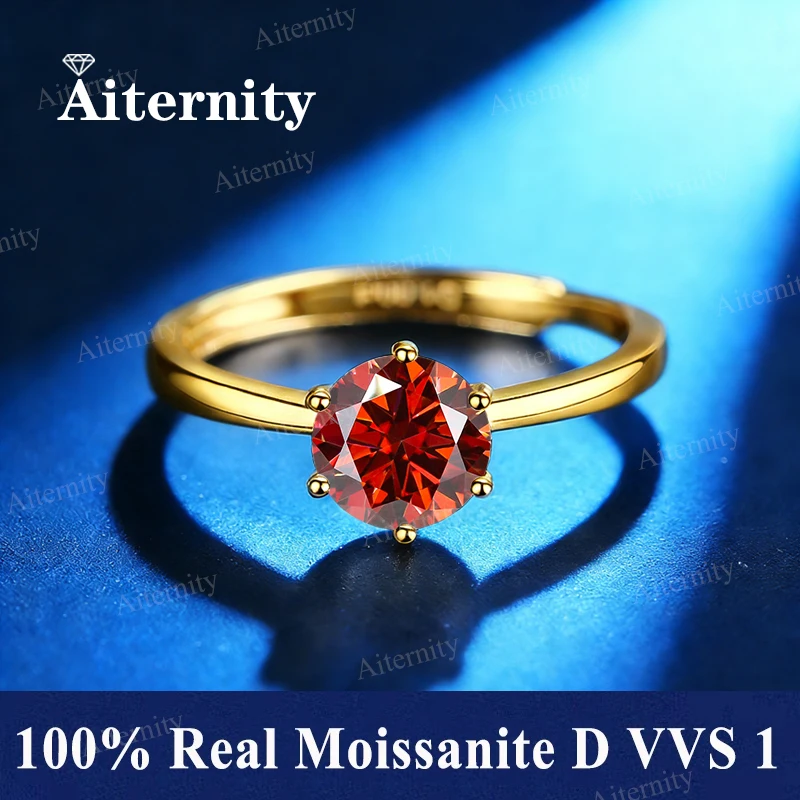1 Karat 925er Sterlingsilber Moissanit-Ring mit sechs Krallen für Damen – Hochzeits-, Verlobungs- und Partyschmuck – Modischer Ring in Top-Qualität
