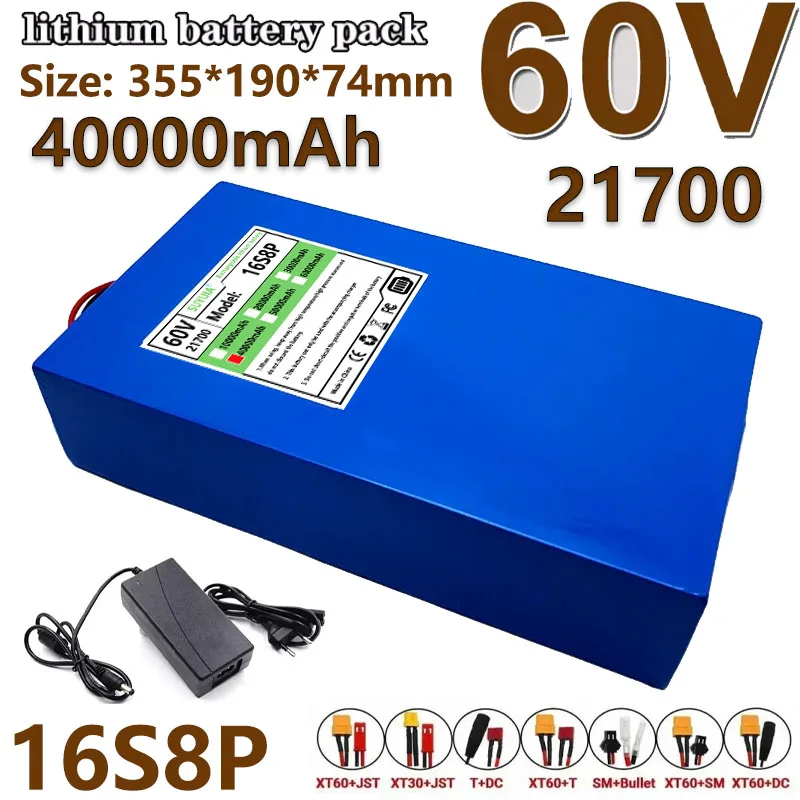 

Nouveau Pack De Batterie Литий-ионный аккумулятор 60 В 40 Ач 21700 0-3000 Вт Outdoor Électrique Haute Puissance с встроенным BMS + зарядка 67,2 В