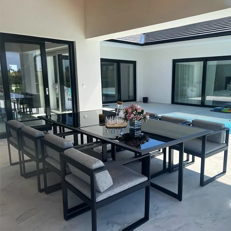 outdoor tables and chairs, aluminum alloy waterproof and sunscreen, outdoor balcony tables and chairs three-piece set