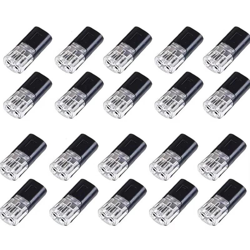 20 Pcs Double-Wire Plug-in Connector with Locking Buckle-Pluggable LED Wire Connectors 2 Pin 2 Way Electrical Wire Connector
