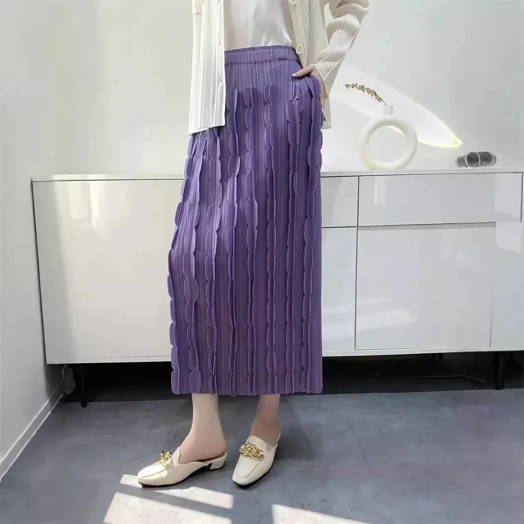 

Women's Half Skirt Patch Stereoscopic Decoration Comfortable Casual Pleated Skirts Fashion Solid Color Design 2024 Autumn New