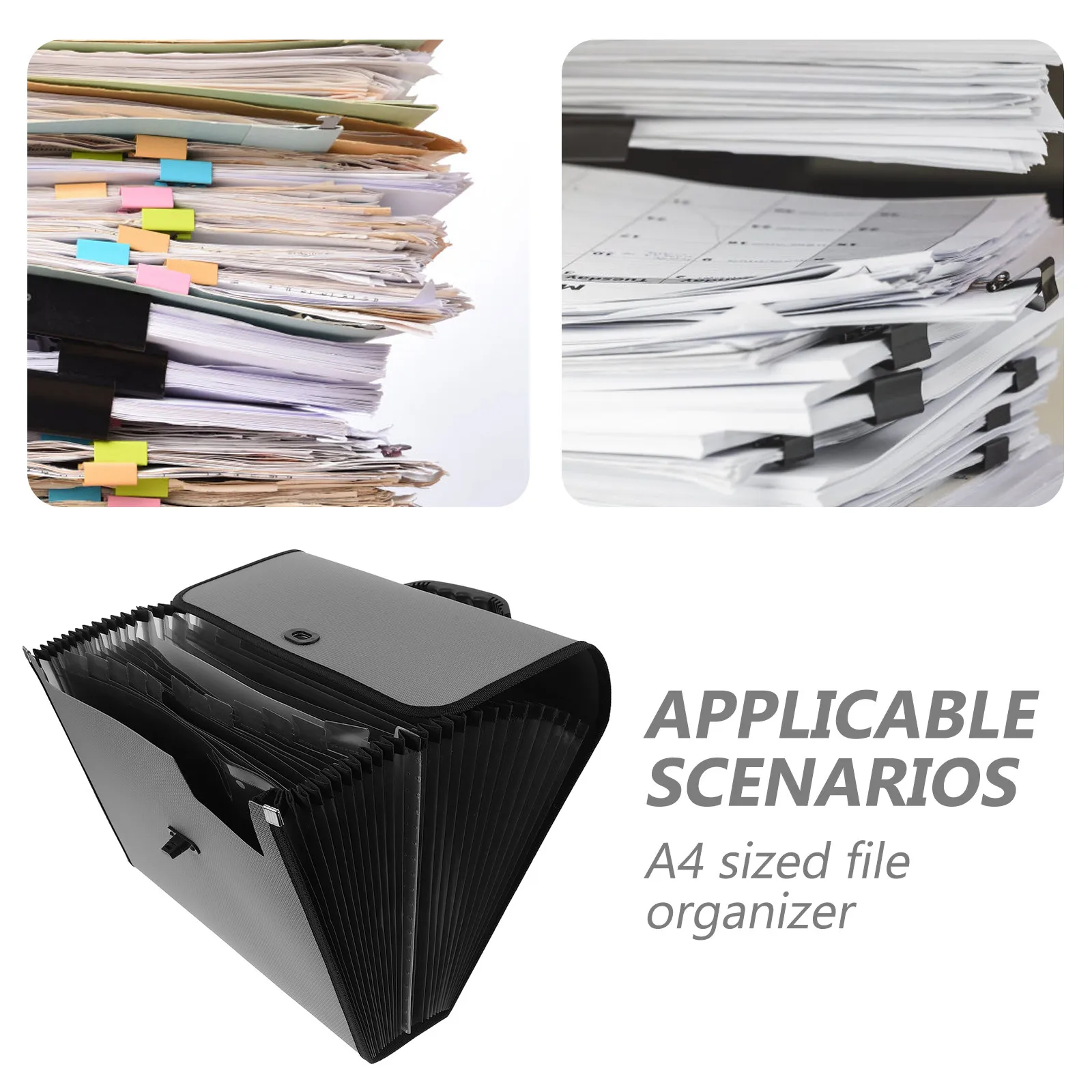 Akkordeon-Organizer, erweiterbarer Aktenordner, tragbarer Dokumentenkoffer mit 26 Fächern, A4-Format, Kunststoff, Aktentasche, Griff, Schnalle, Büro_voghion.com