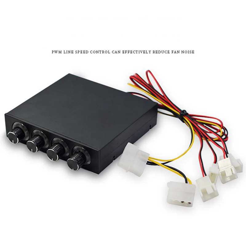 

Computer CPU Fan Controller 4 Channel Fan Speed Controller with LED Lighting PC Case Cooler Temperature Control Radiator