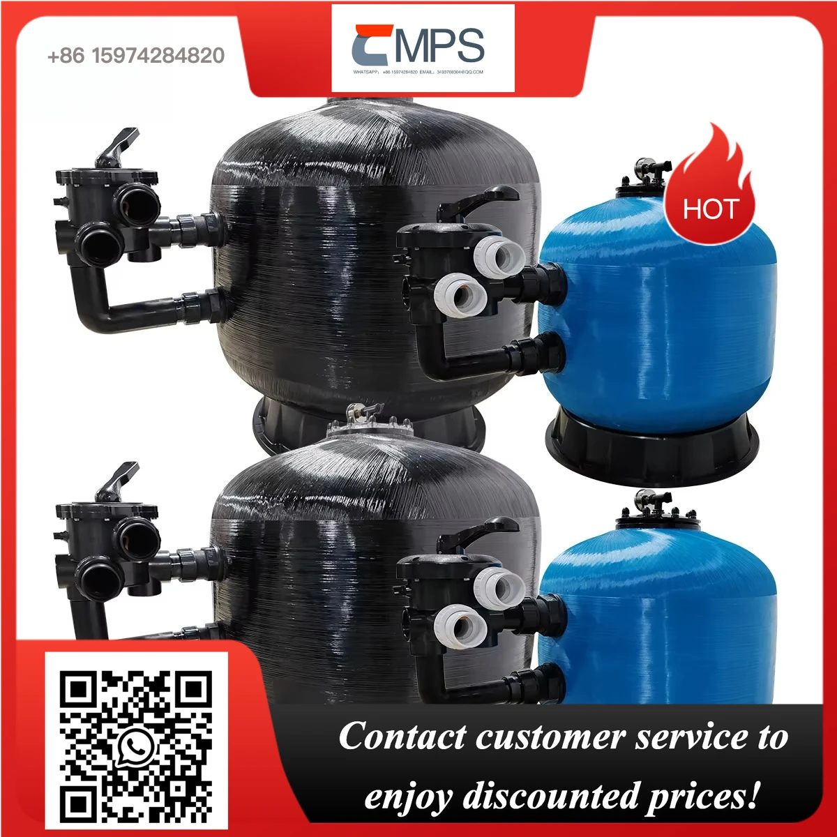 Hot Sale Side-Mount Sand Filter With Multiport Valve for  Swimming Pool