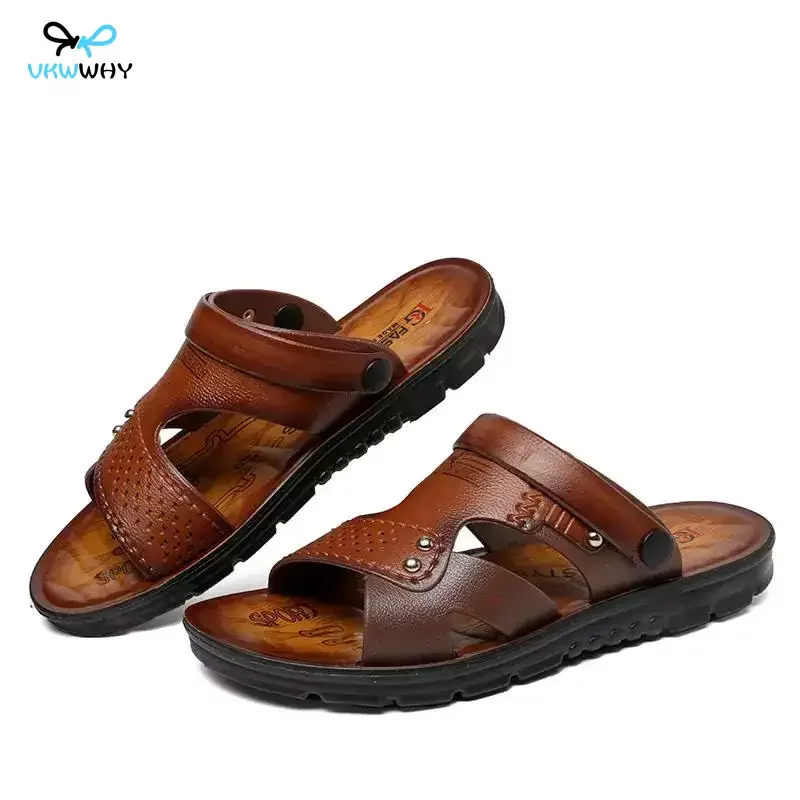 Vkwwhy Sandals Men's Summer Peep-toe Youth Beach Shoes Dual-use Beach Slippers Non-slip Men Sandals Mens Shoes 2 Sizes Smaller