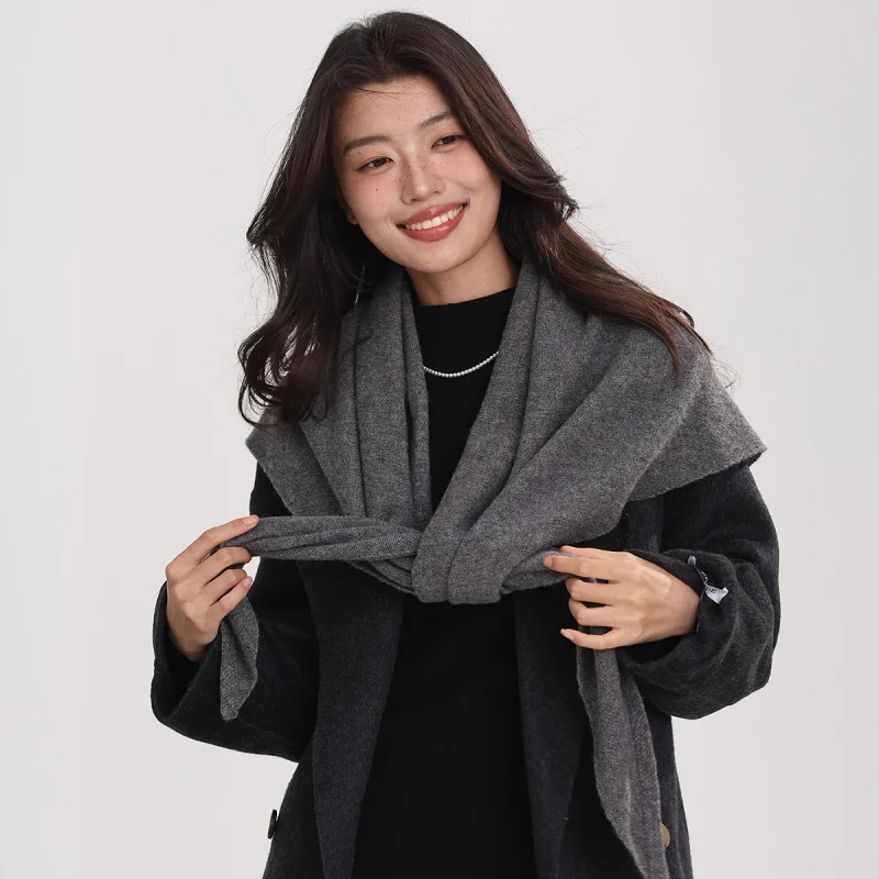 

2024New woolwool100%Oversized triangular shawl, autumn and winter warm knitted scarf, multi-purpose women's neck warmer